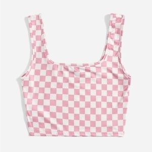 🌸checkered crop tank